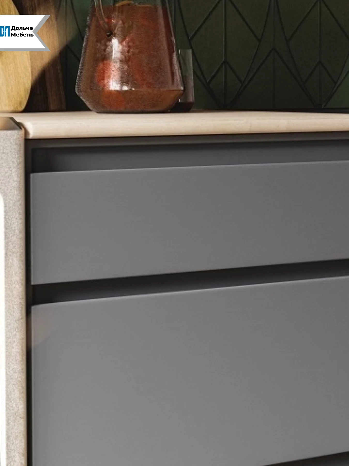 Кухонный гарнитур прямой Арника Денвер 160 см, современная кухня для квартиры, цвет графит серый / сонома
